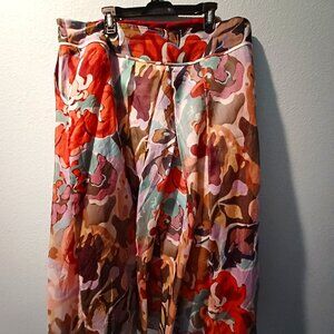 Beautiful Vintage 80s Silk Bill Blass New York Colorful Full Long Skirt